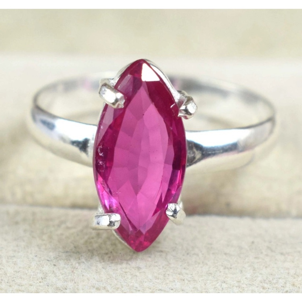 CERTIFIED 7.40CT NATURAL Pink Morganite Marquis Cut 925 Sterling Silver Ring